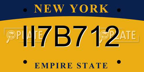 II7B712 New York License Plate