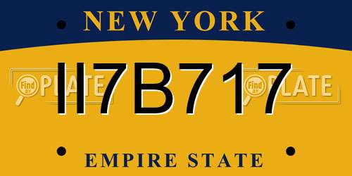 II7B717 New York License Plate