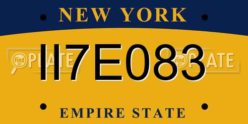 II7E083 New York License Plate