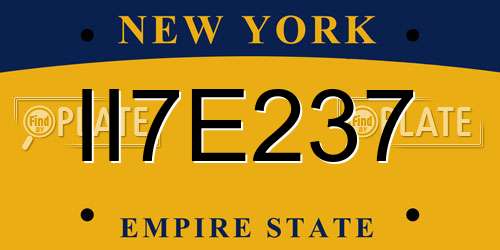 II7E237 New York License Plate