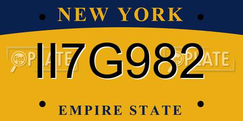 II7G982 New York License Plate