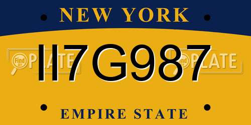 II7G987 New York License Plate