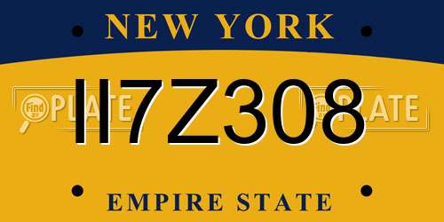 II7Z308 New York License Plate