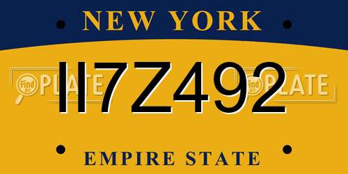 II7Z492 New York License Plate