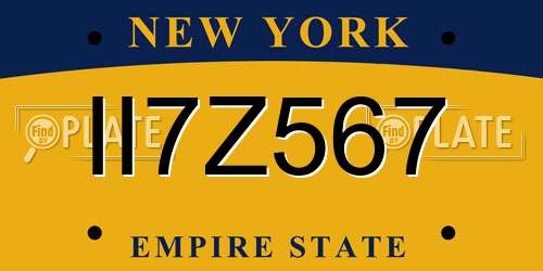 II7Z567 New York License Plate