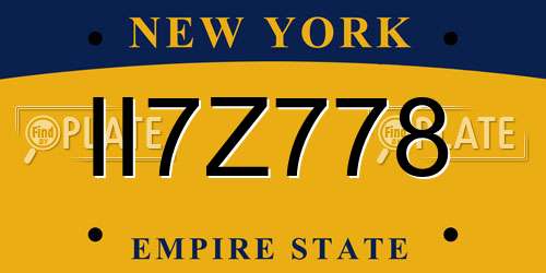 II7Z778 New York License Plate