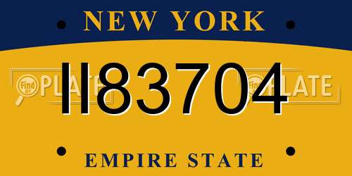 II83704 New York License Plate
