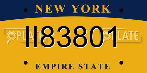 II83801 New York License Plate
