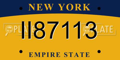 II87113 New York License Plate