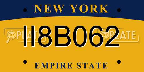 II8B062 New York License Plate