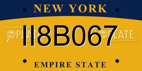 II8B067 New York License Plate
