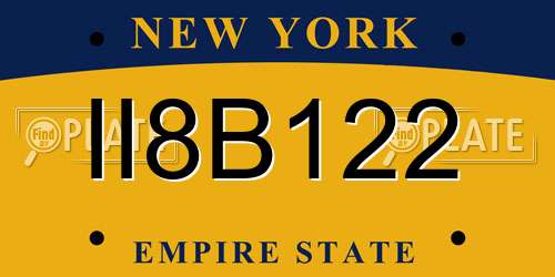 II8B122 New York License Plate