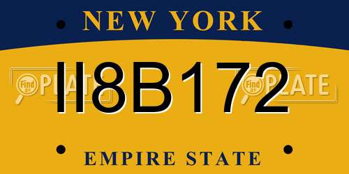 II8B172 New York License Plate