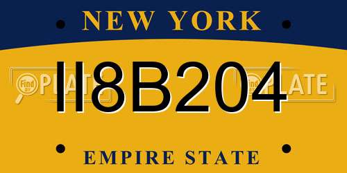 II8B204 New York License Plate