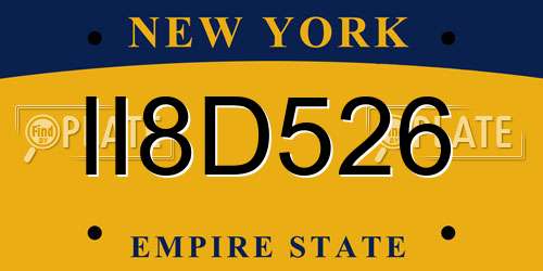 II8D526 New York License Plate