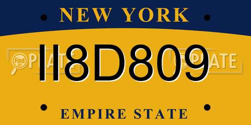 II8D809 New York License Plate