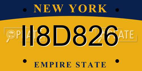 II8D826 New York License Plate