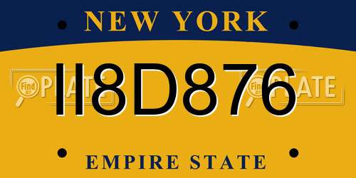 II8D876 New York License Plate
