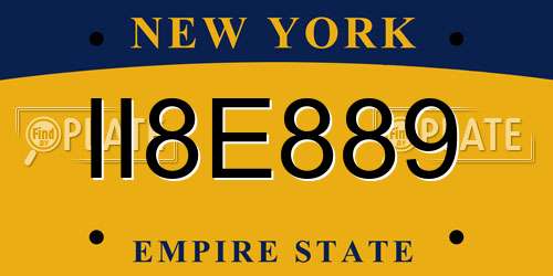 II8E889 New York License Plate