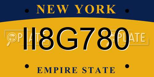 II8G780 New York License Plate