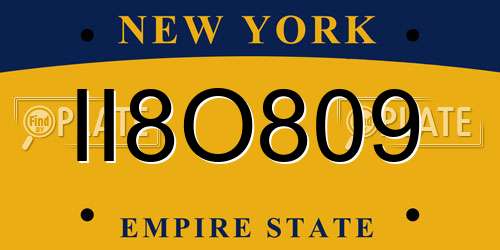 II8O809 New York License Plate