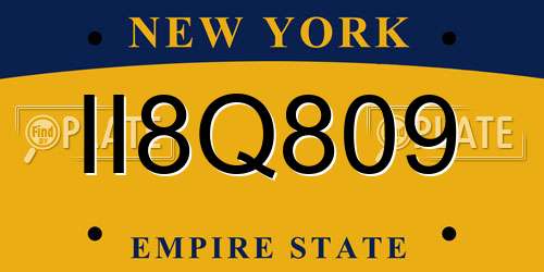 II8Q809 New York License Plate