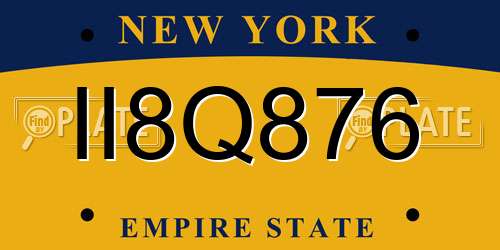 II8Q876 New York License Plate