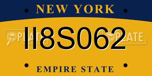 II8S062 New York License Plate