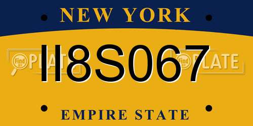 II8S067 New York License Plate