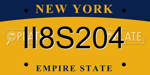 II8S204 New York License Plate
