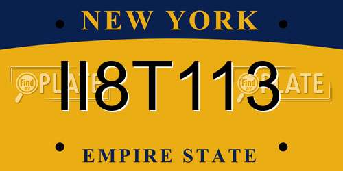 II8T113 New York License Plate