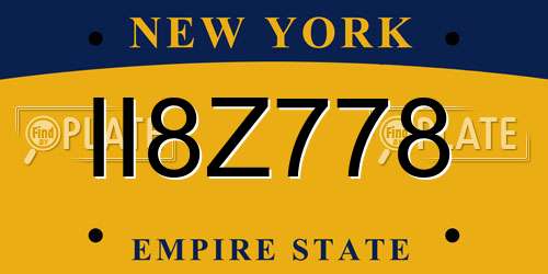 II8Z778 New York License Plate
