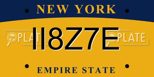 II8Z7E New York License Plate