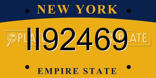 II92469 New York License Plate