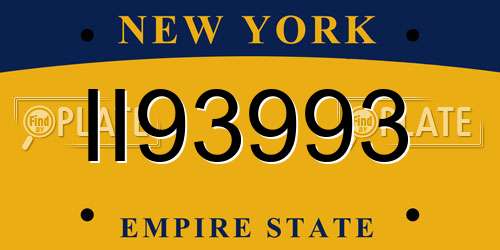 II93993 New York License Plate