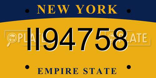 II94758 New York License Plate