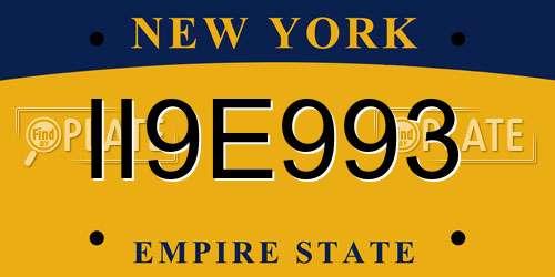 II9E993 New York License Plate