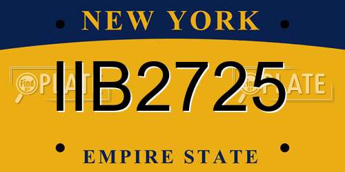 IIB2725 New York License Plate