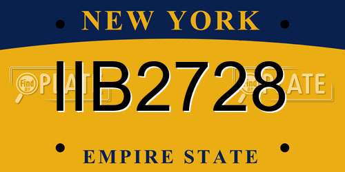 IIB2728 New York License Plate