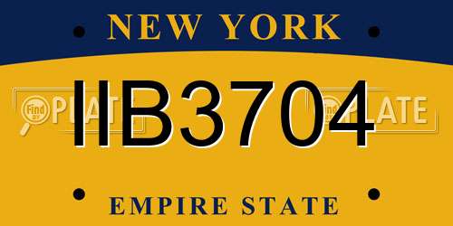 IIB3704 New York License Plate