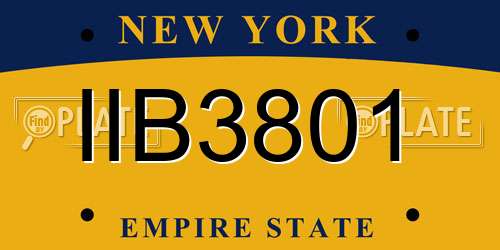 IIB3801 New York License Plate