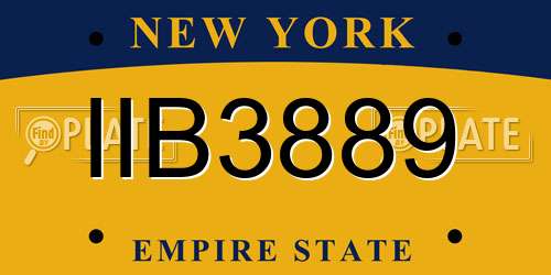 IIB3889 New York License Plate