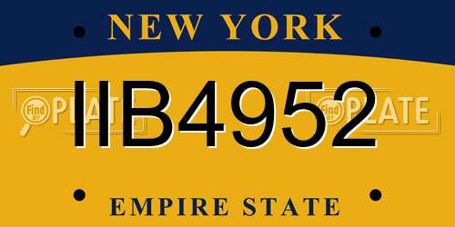IIB4952 New York License Plate
