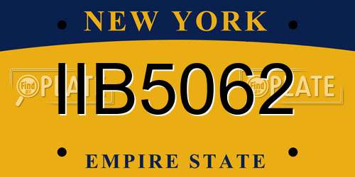 IIB5062 New York License Plate
