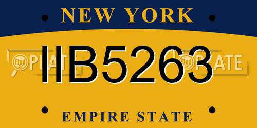 IIB5263 New York License Plate