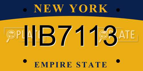 IIB7113 New York License Plate