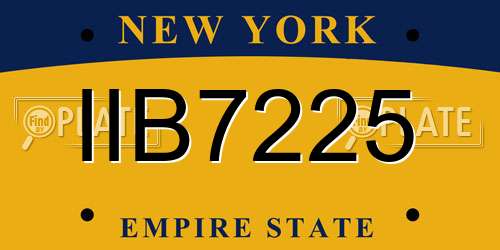 IIB7225 New York License Plate