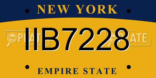 IIB7228 New York License Plate