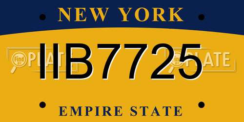 IIB7725 New York License Plate