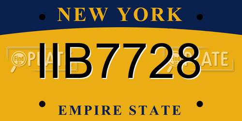 IIB7728 New York License Plate